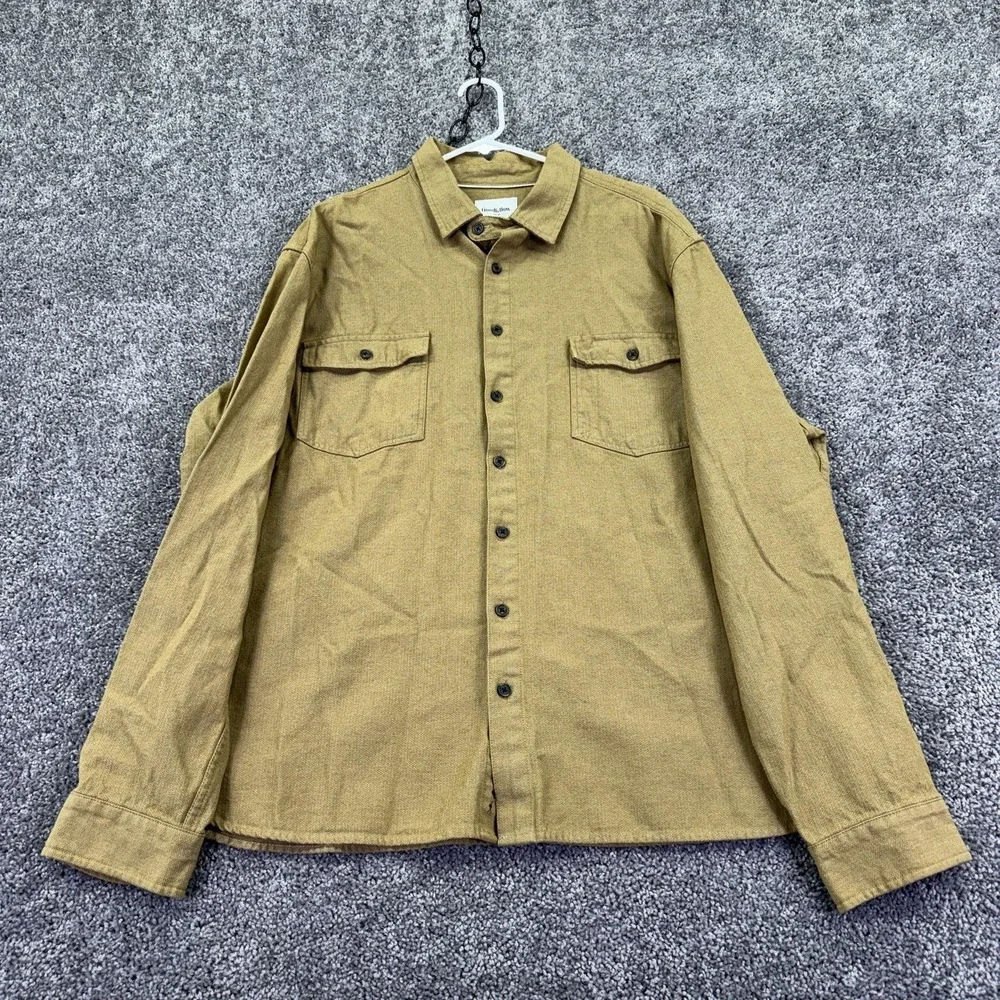 Goodfellow & Co Shirt Mens 2XL Brown Long Sleeve Button Casual Pockets Work